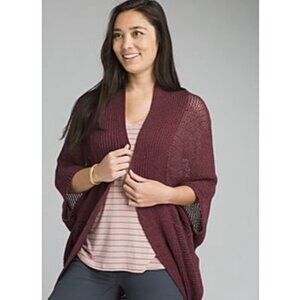Caslon Oversized Knit Burgundy Cocoon Open Front Cardigan Women's Size Small